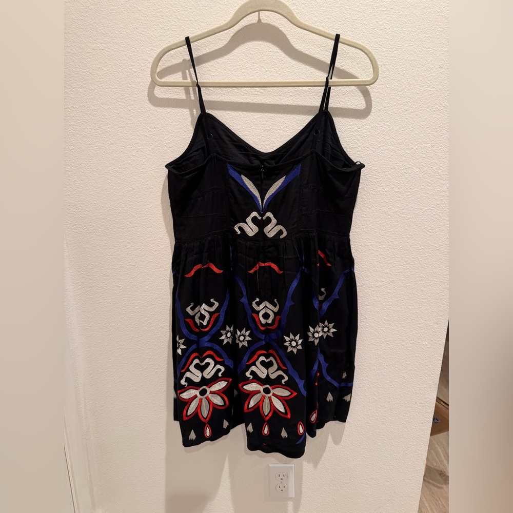 Free People embroidered Black blue Red Floral Mini Dress - Picture 5 of 7